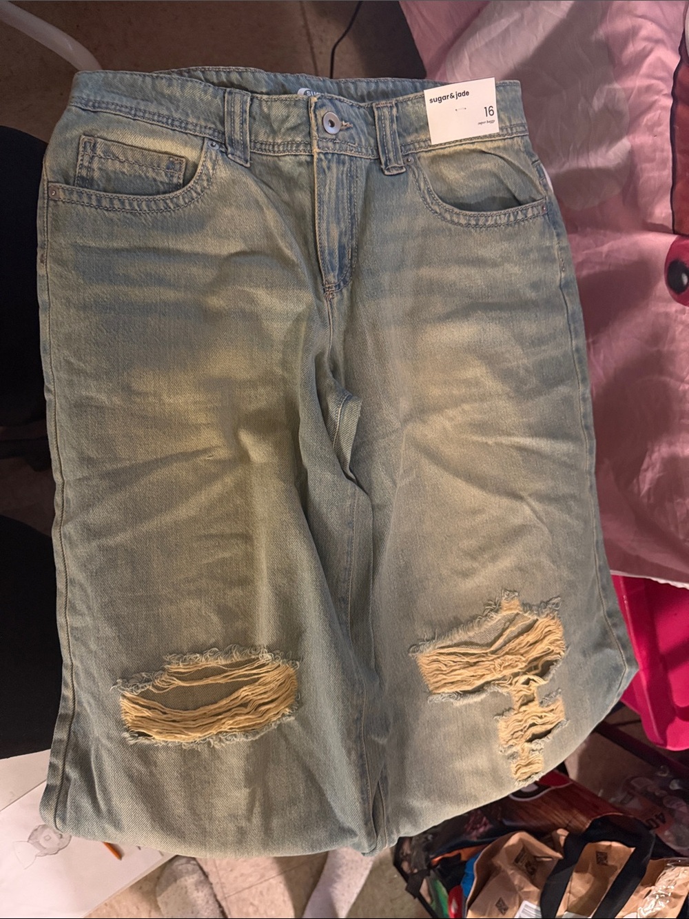 Sugar & Jade Light Blue Distressed Boyfriend Jeans - Women